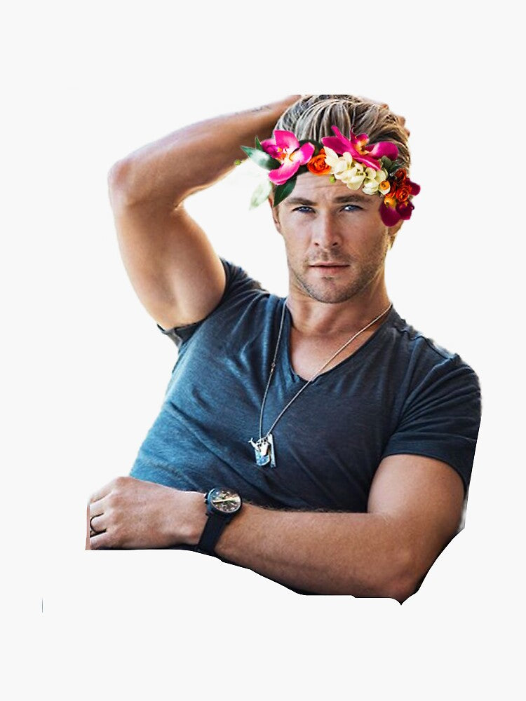 Chris Hemsworth flower crown Sticker