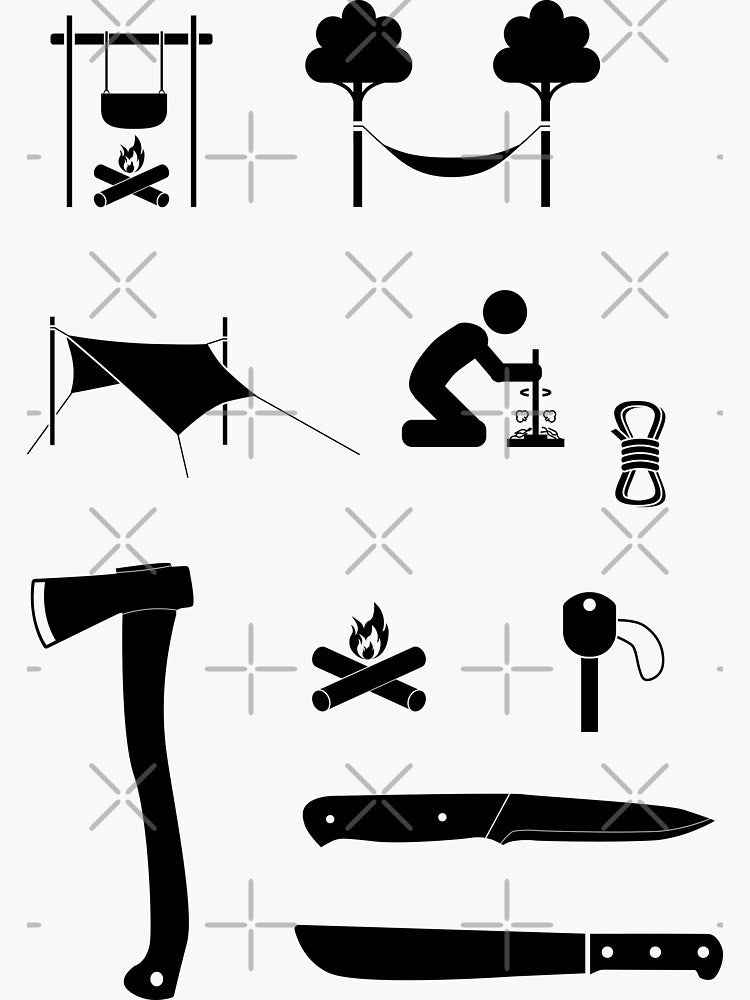 Bushcraft and Camping Icon Stickers Sticker