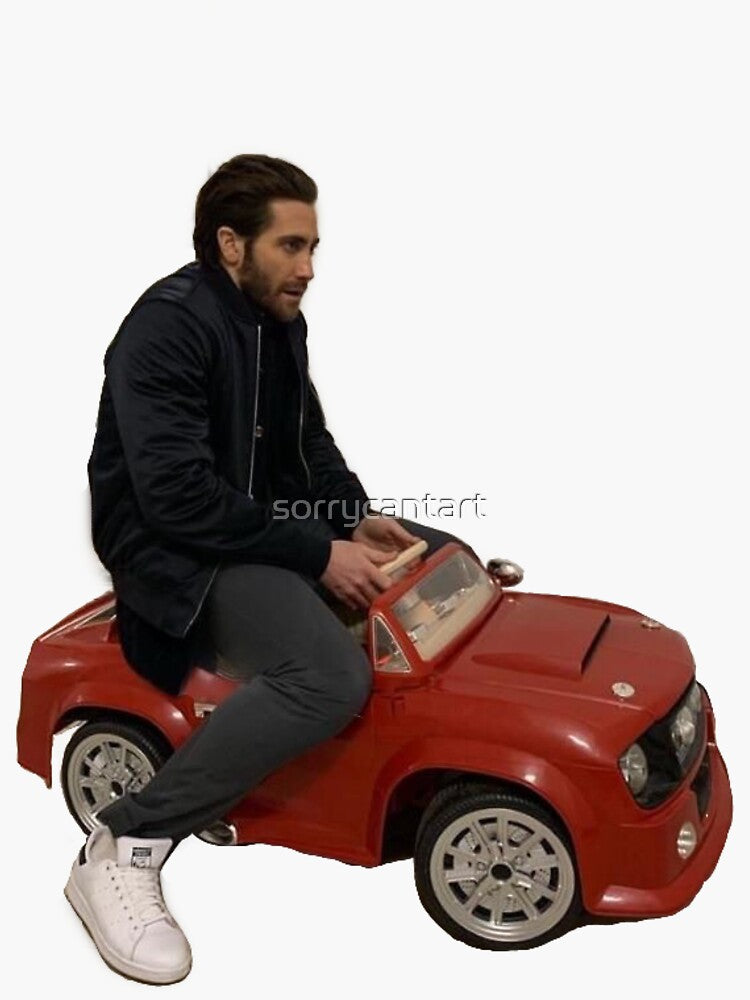 Jake gyllenhaal riding his car Sticker