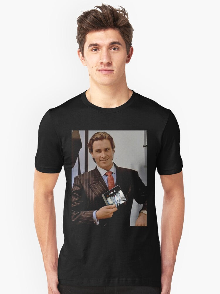 Patrick Bateman holding Kid A Slim Fit T-Shirt