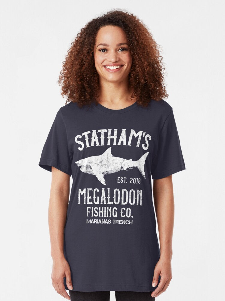 The Meg - Jason Statham - Megalodon Shark Fishing Slim Fit T-Shirt